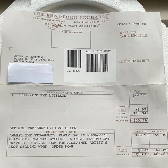 Frederick, The Literate Collector Plate - Picture 8 of 8